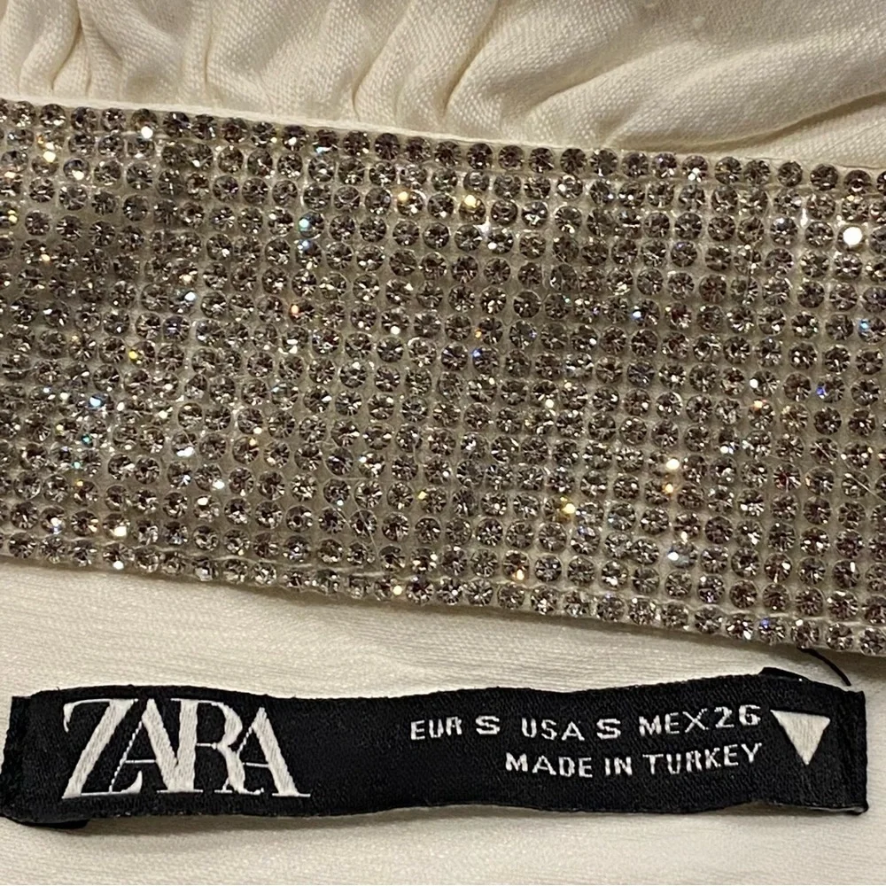 Zara | Top | Size S | White and Rhinestones Halter Top - Picture 3 of 6